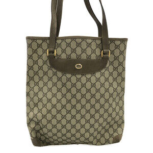 Gucci tote bag classic GG Supreme canvas brown leather
